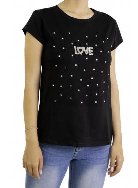 t shirt love con brillantini